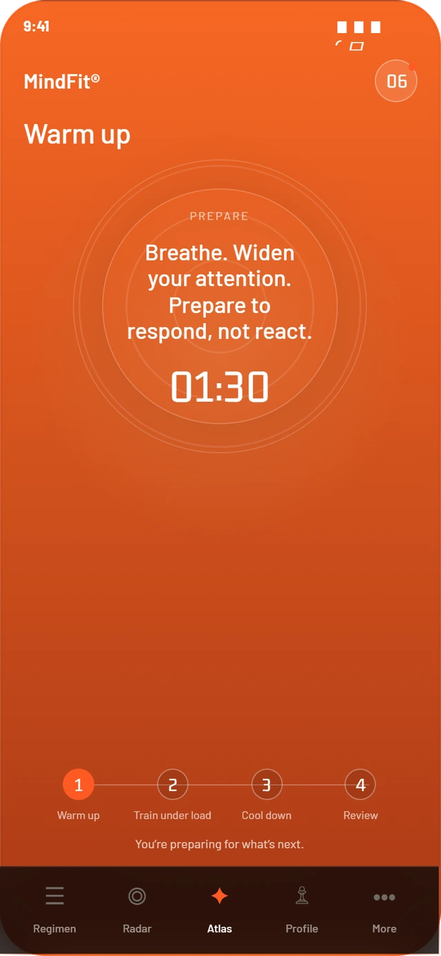Warm up screen
